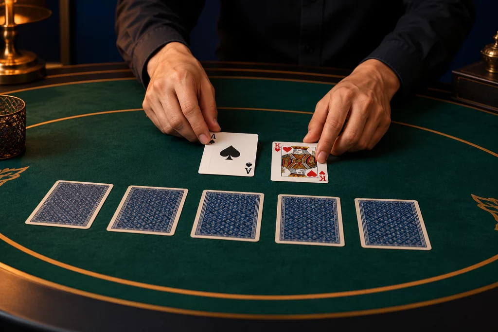 Editorial card-table illustration for the HeySpin rules guide